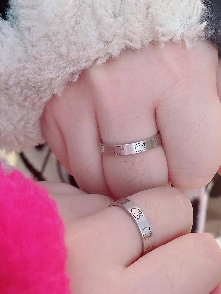 Pink Hello Kitty Promise Ring Hongchun White Gold Bow Tie Hello