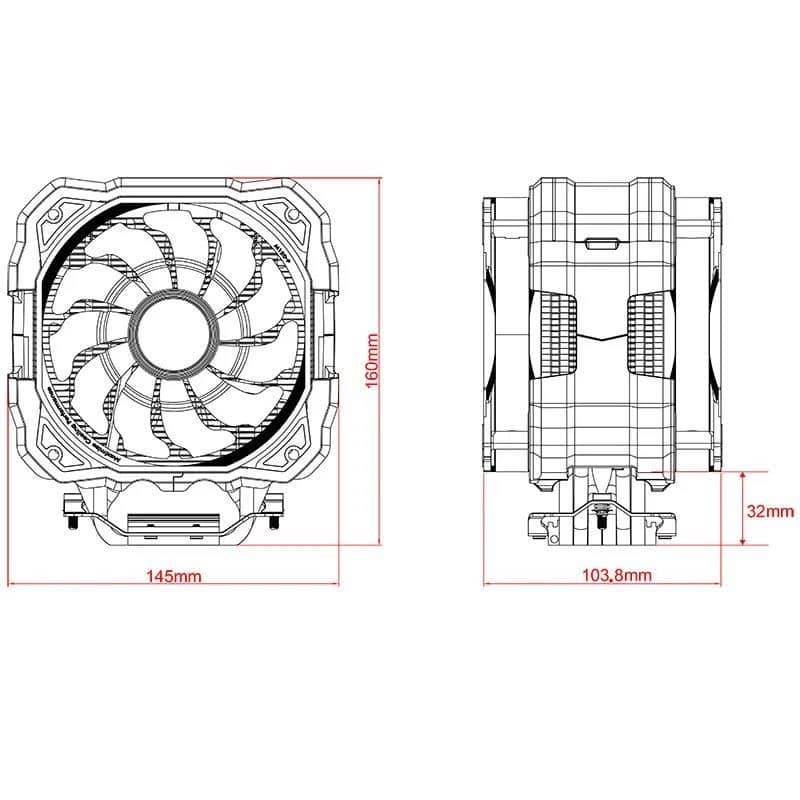ALSEYE CPU Cooler ARGB 120 mm PWM 6 Heat-Pipe за Intel LGA1700 Горен ...